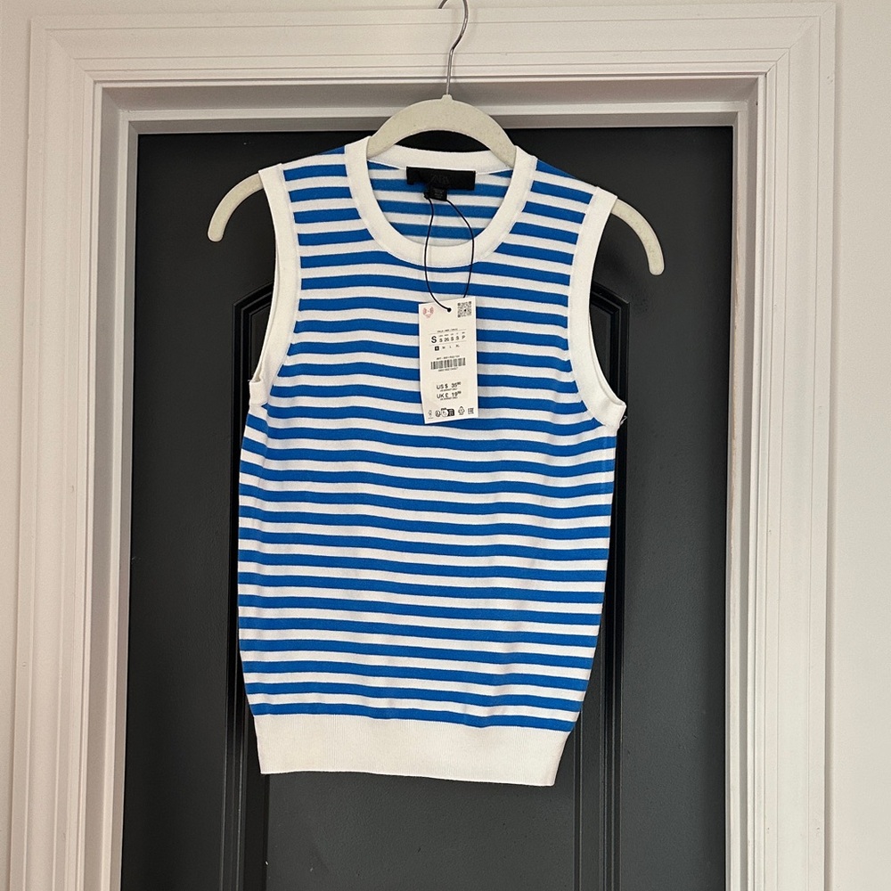 Zara Sleeveless Stripe Knit Top